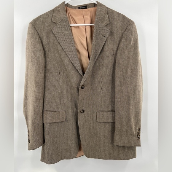 Oscar de la Renta brown silk blend blazer coat jacket size 40S - Picture 2 of 8